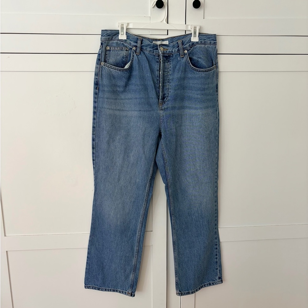 Topshop Kurt Button Fly Straight Jeans Size 34 Petite